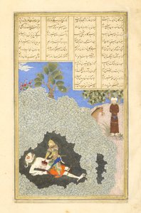 Rustam mata al Div Blanco, ilustración del Shahnama (Libro de los Reyes) de Persian School
