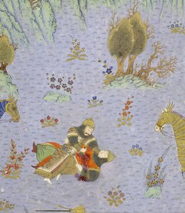 (detalle) Suhrab asesinado por Rustam, ilustración del Shahnama (Libro de los Reyes) de Persian School