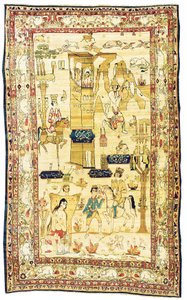Alfombra Kirman pictórica, c.1860 (textil) de Persian School