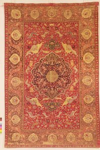 Alfombra decorada con escenas de animales luchando de Persian School