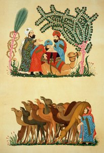 Escenas tomadas de un manuscrito de las Maqamat de Al-Hariri, grabado por Lestel, publicado por Lemercier, París de Persian School