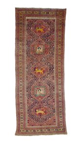 Alfombra de galería Senneh, Persia Occidental, 1837