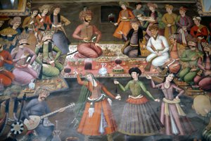 Shah Abbas I recibiendo a Nadr Vali Muhammad Khan del Khanato de Bukhara, Salón de Recepción de Persian School