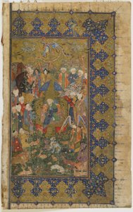 Salomón entronizado de un Khamsa (Quinteto), c.1560 de Persian School