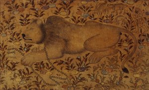 Estudio de un león, siglo XVI de Persian School