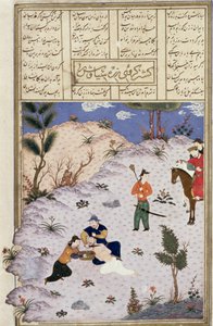 El asesinato de Siyawush, ilustración del Shahnama (Libro de los Reyes) de Abul-Qasim Manur Firdawsi de Persian School