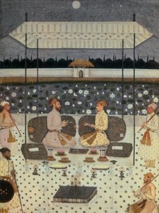 Dos príncipes mogoles conversando de noche, c.1480-90 de Persian School