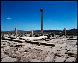 Vista de los restos del primer palacio real, construido bajo Ciro de Persian School