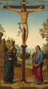 La crucifixión con la Virgen, San Juan, San Jerónimo y Santa María Magdalena, c. 1482-1485 de Perugino