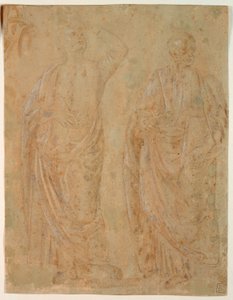 Dos figuras masculinas de pie con túnicas de Perugino