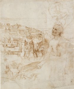 Vista de la ciudad de Perugia, con San Jerónimo penitente en primer plano, 1500-1504