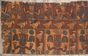 Tela con dioses y aves, Cultura Tiahuanaco de Peruvian School