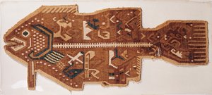 Tapiz de lana con hendidura de un pez (textil) de Peruvian School