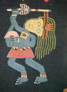 Bailarín de lana tejida con bastón, tribu Paracas (textil)