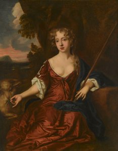 Retrato de una dama, se dice que es Nell Gwynne como pastora (óleo sobre lienzo) de Peter (circle of) Lely
