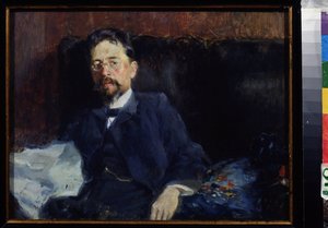 Retrato del autor A. Chéjov (1860-1904). Pintura de Piotr Alexandrovich Nilus (Peter Nilous) (1869-1940/1943), óleo sobre lienzo de Peter Alexandrovich Nilus