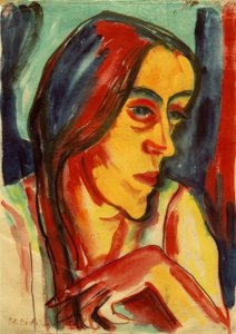 Joven mujer con trenza oscura (Hanna) de Peter August Böckstiegel