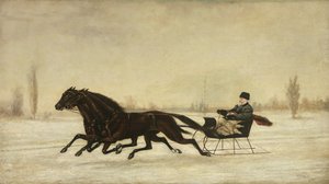 David Marsh en un trineo tirado por caballos en un paisaje invernal, 1880 de Peter B. West