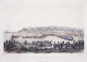 Primer Desembarco de Americanos en Japón en Gore-Hama el 14 de julio de 1853
