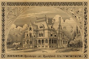Casa N. C. Thompson, Rockford, Illinois, Perspectiva, 1876 de Peter Bonnett Wight