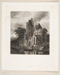 Ruina de un castillo junto a un río de Peter Christian Schøler