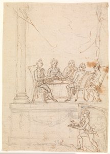 La familia real en un banquete en el castillo de Hirschholm el 29 de septiembre de 1771 de Peter Cramer