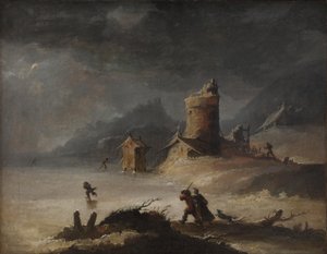 Paisaje con patinadores
