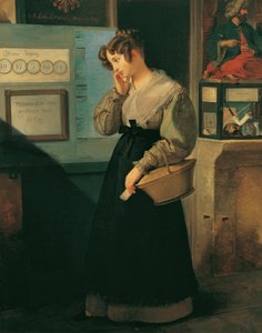 Niña frente a una tienda de lotería, 1829 de Peter Fendi