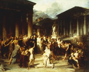 Una reunión ante el templo de Peter Frederick Rothermel