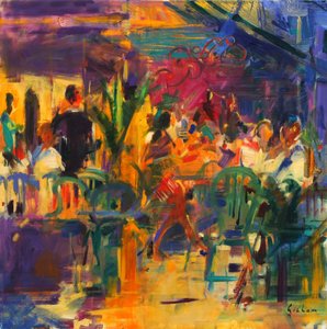 Café de la Place, St Paul de Vence de Peter Graham (Contemporary)