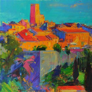 Saint-Paul de Vence, Luz dorada, 2022 (óleo sobre lienzo)