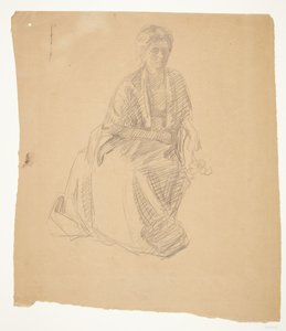 La esposa del artista (Sra. Elise P. H.) sentada. Estudio para la pintura: Inauguración del Museo de Faaborg (1910-11) de Peter Hansen