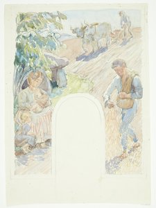 Agricultura. Boceto para un fresco planeado en Faaborg de Peter Hansen