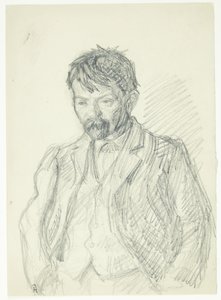 Retrato del pintor Jens Birkholm. Medio cuerpo de Peter Hansen