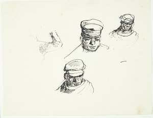 Estudios de la cabeza de un campesino italiano de Peter Hansen