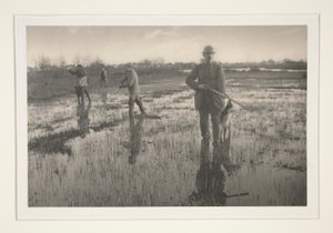 Hombres cazando en un pantano