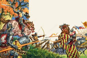 Batalla de Agincourt en 1415 (gouache sobre papel)