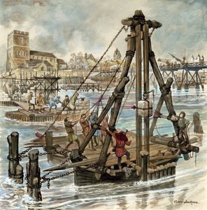 Construcción del Puente de Londres antiguo