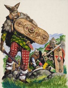 Guerreros celtas (gouache sobre papel)