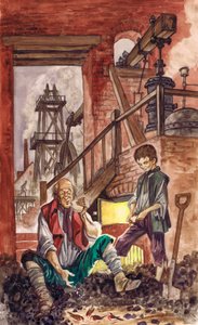 George Stephenson viendo a su padre alimentar a los petirrojos que había domesticado
