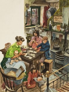 Fabricación de cajas de cerillas (gouache sobre papel)