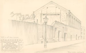 Teatro Marylebone, Londres, parte trasera del teatro en Mulready Street de Peter Jackson