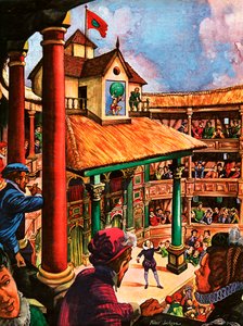 Shakespeare actuando en el Globe Theatre de Peter Jackson