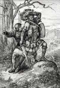 Duque Leopoldo I de Austria, Señor de Habsburgo salva por uno de sus compañeros en la Batalla de Morgarten el 15 de noviembre de 1315 contra los confederados suizos, Suiza (la Batalla de Morgarten el 15 de noviembre de 1315, Leopoldo I, Duque de Austria sa de Peter Johann Nepomuck Geiger
