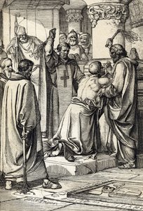 El rey Enrique II de Inglaterra (1133-1189) se implica en el asesinato de Thomas Becket fait penitence ante la tumba del arzobispo de Peter Johann Nepomuck Geiger