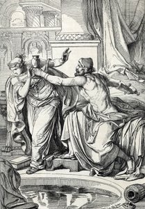 The gepid princess Rosemonde (died 572) and her lover murderer of her husband King Alboin poisoned themselves with the same cup of poison, 572 (La gépida princesa Rosamunda (o Rosamunde) y su amante se suicidan con la misma copa de veneno, 572) Dibujando u de Peter Johann Nepomuck Geiger