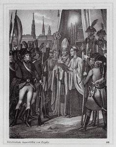 Soldados austriacos partiendo para luchar contra los franceses, Viena