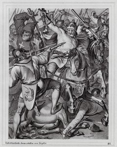 Muerte de Juan el Ciego, rey de Bohemia, en la batalla de Crecy de Peter Johann Nepomuk Geiger