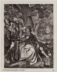 Enrique el Amo recibiendo la noticia de que es rey de Francia Oriental, 919 (grabado) de Peter Johann Nepomuk Geiger