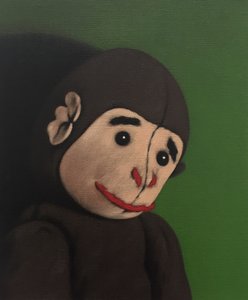 Retrato de mono sobre verde